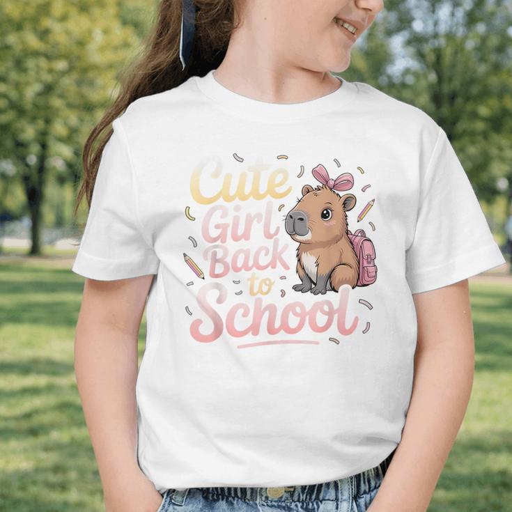 Cute Girl Back To School Capybara First Day Of School Kids Graphic Toddler T-Shirt