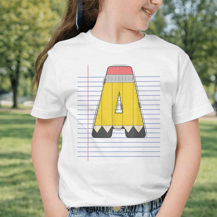 Cute Yellow School Pencil Alphabet Letter A Back To School Graphic Toddler T-Shirt
