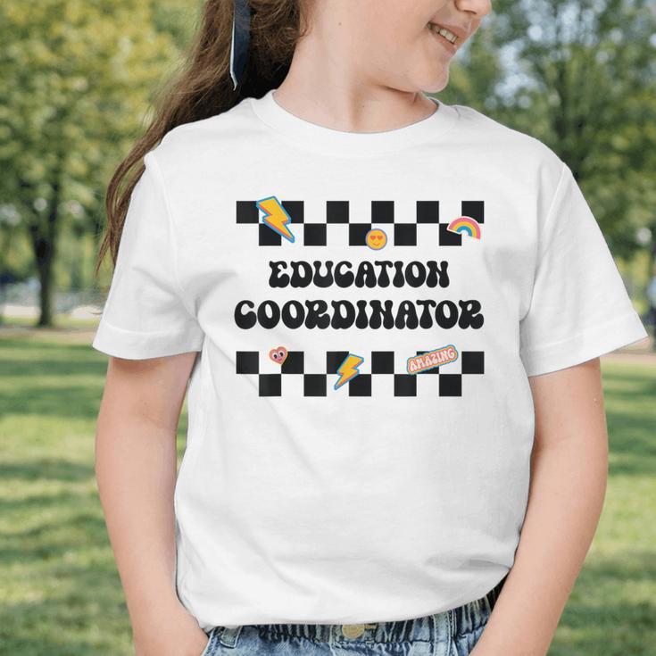 Education Coordinator Groovy Back To School Checkered Graphic Toddler T-Shirt Education Coordinator Groovy Back To School Checkered Graphic Toddler T-Shirt