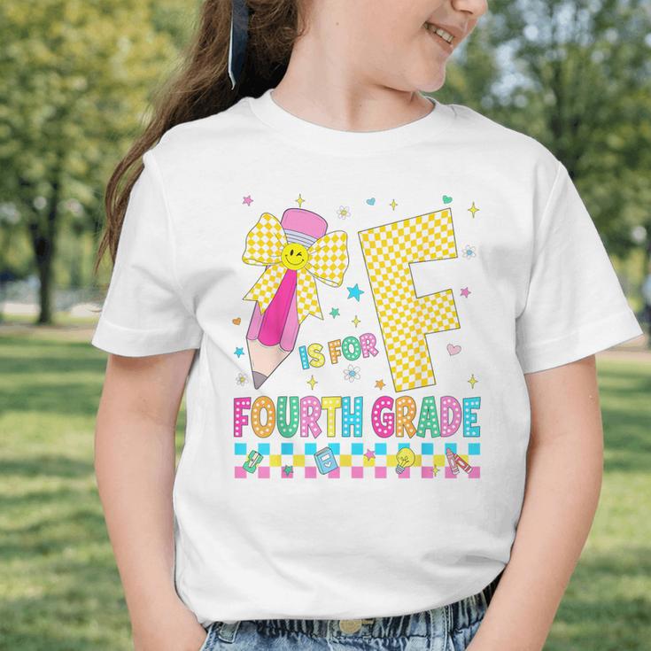 F Is For Fourth Grade Back To School Pencil Bow 4th Grade Graphic Toddler T-Shirt