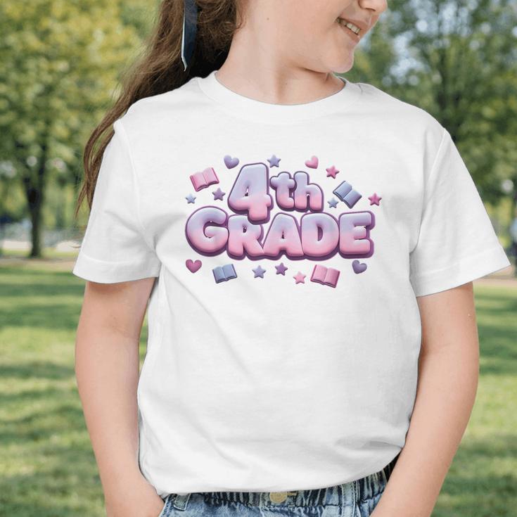First Day Of 4th Grade Girls Coquette Bow Back To School Graphic Toddler T-Shirt