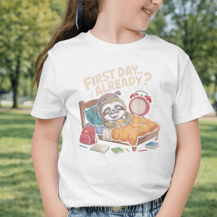 First Day Already Sloth Alarm Clock Back To School Graphic Toddler T-Shirt First Day Already Sloth Alarm Clock Back To School Graphic Toddler T-Shirt