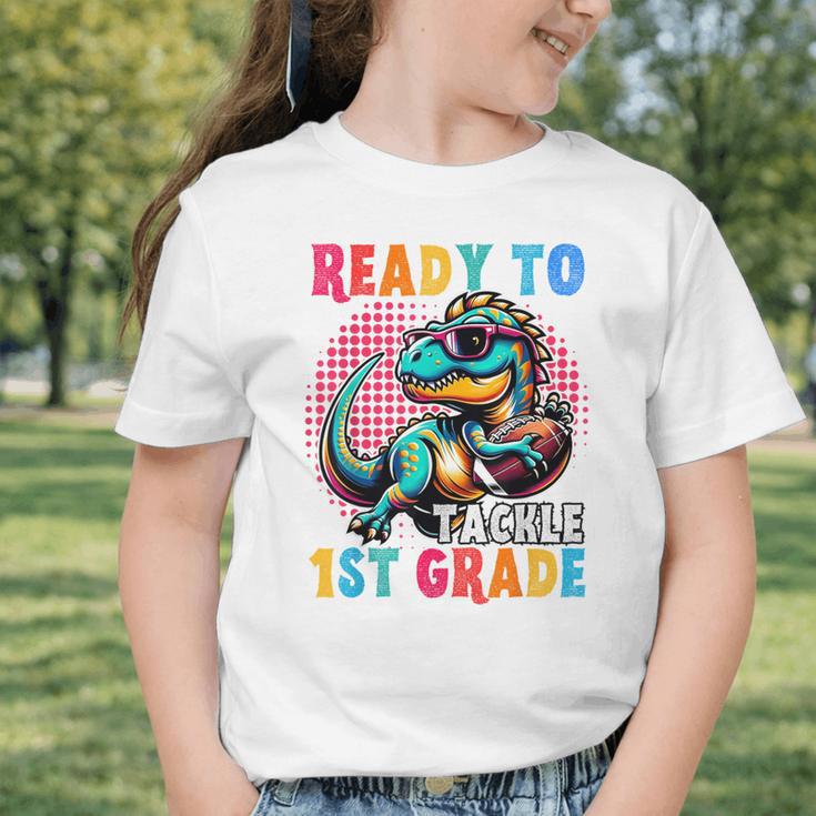 First Day Back To School 1st Grade Boys Football Dinosaur Graphic Toddler T-Shirt