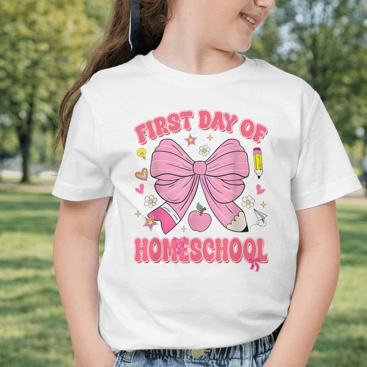 First Day Of Homeschool Coquette Back To School Girls Graphic Toddler T-Shirt First Day Of Homeschool Coquette Back To School Girls Graphic Toddler T-Shirt