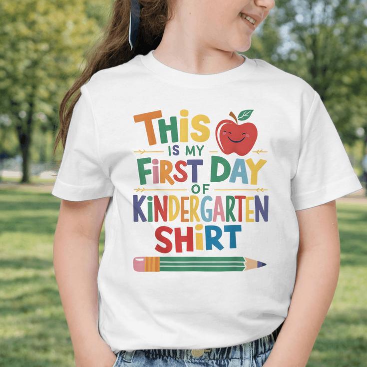 This Is My First Day Of Kindergarten Shirt Back To School Graphic Toddler T-Shirt