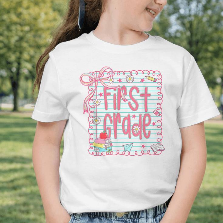 First Grade Coquette Bow Pink Preppy Back To School Girls Graphic Toddler T-Shirt First Grade Coquette Bow Pink Preppy Back To School Girls Graphic Toddler T-Shirt