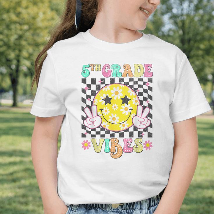 Girls 5th Grade Vibes Smile Face Back To School Fifth Grade Graphic Toddler T-Shirt