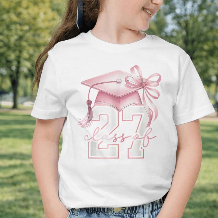 Girls Class Of 2027 Back To School Senior 2027 Coquette Bow Graphic Toddler T-Shirt Girls Class Of 2027 Back To School Senior 2027 Coquette Bow Graphic Toddler T-Shirt