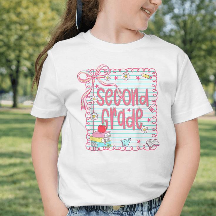Girls Second Grade Coquette Bow Pink Preppy Back To School Graphic Toddler T-Shirt