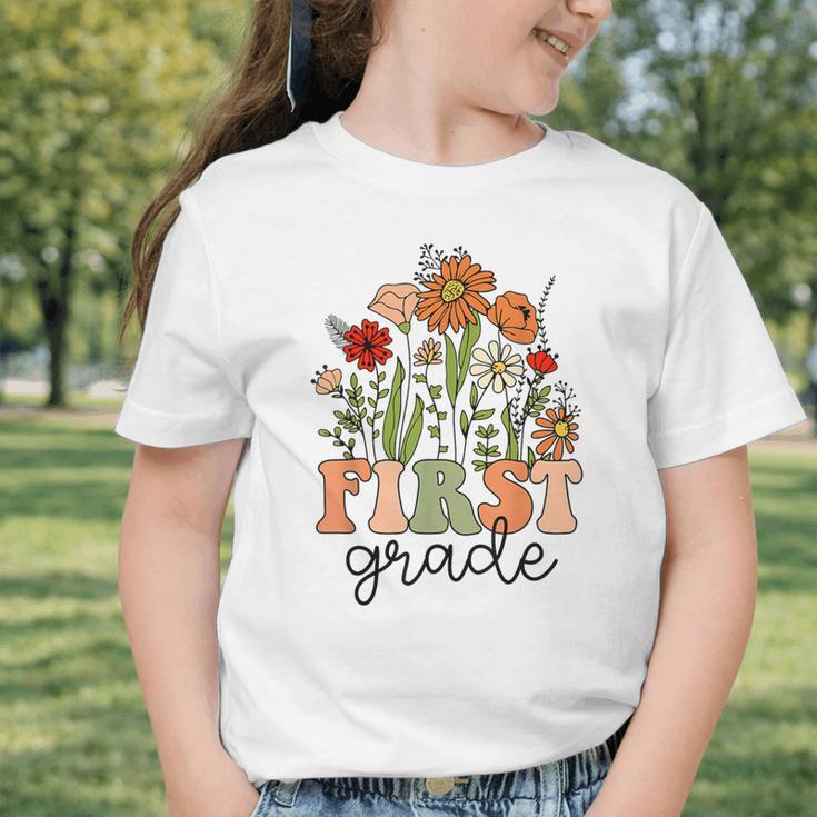 Groovy First Grade Wildflowers Back To School 1st Grade Graphic Toddler T-Shirt Groovy First Grade Wildflowers Back To School 1st Grade Graphic Toddler T-Shirt