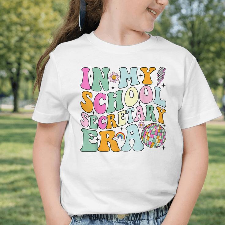 Groovy In My School Secretary Era Back To School Graphic Toddler T-Shirt Groovy In My School Secretary Era Back To School Graphic Toddler T-Shirt