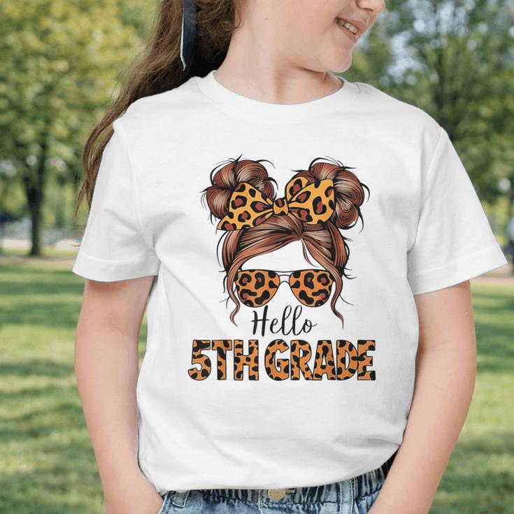 Hello 5th Grade Messy Hair Bun Girl Back To School First Day Graphic Toddler T-Shirt Hello 5th Grade Messy Hair Bun Girl Back To School First Day Graphic Toddler T-Shirt
