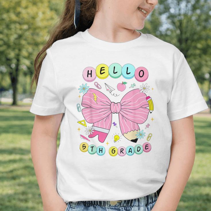 Hello Fifth Grade Coquette Bow 5th Grade Back To School Girl Graphic Toddler T-Shirt Hello Fifth Grade Coquette Bow 5th Grade Back To School Girl Graphic Toddler T-Shirt