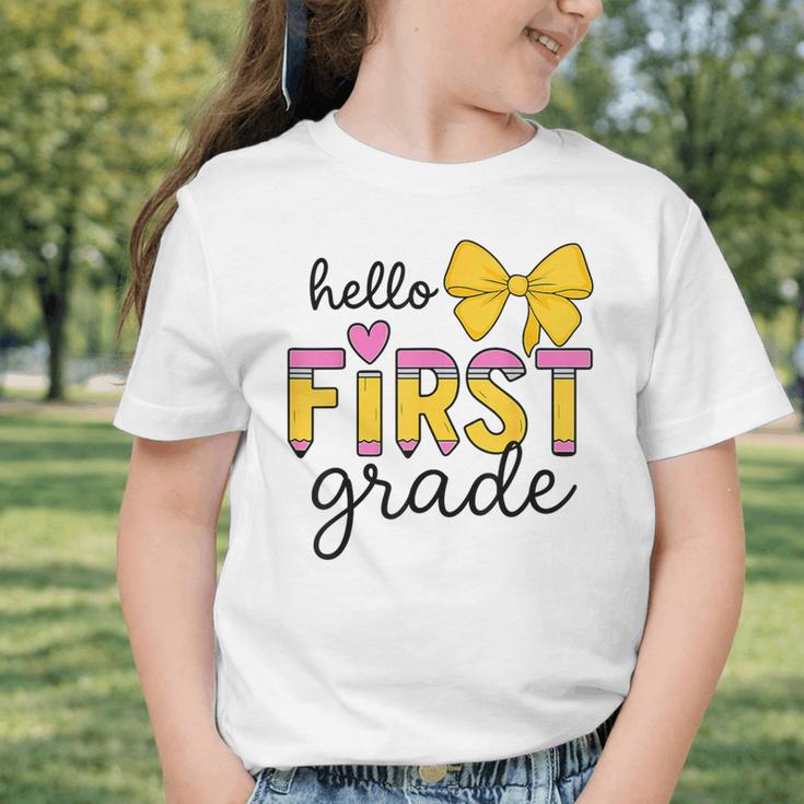Hello First Grade For Girls Boys Cute Back To School Pencil Graphic Toddler T-Shirt Hello First Grade For Girls Boys Cute Back To School Pencil Graphic Toddler T-Shirt