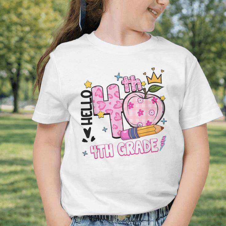 Hello Fourth 4th Grade Leopard Tie Dye Girl Back To School Graphic Toddler T-Shirt