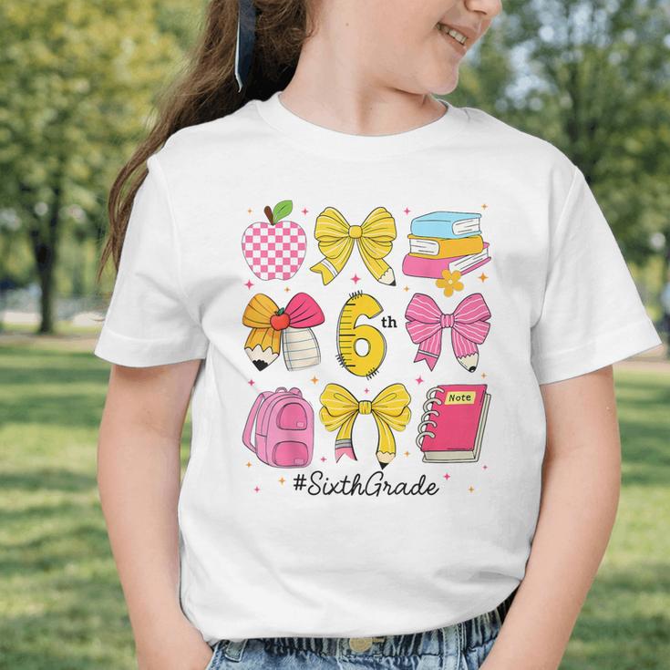 Hello Sixth 6th Grade Back To School Coquette Bow Girls Graphic Toddler T-Shirt Hello Sixth 6th Grade Back To School Coquette Bow Girls Graphic Toddler T-Shirt
