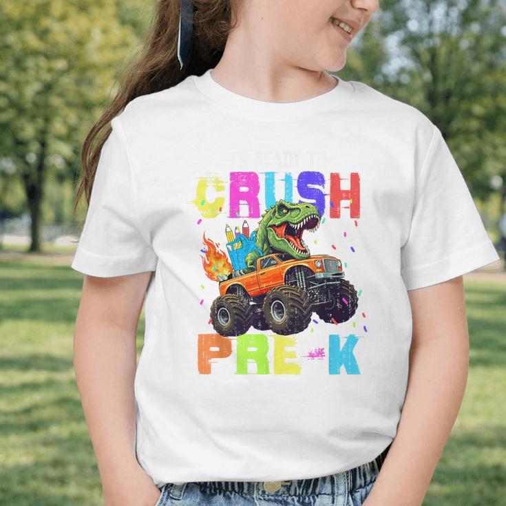 I'm Ready To Crush Pre-k Dinosaur Truck Back To School Boys Graphic Toddler T-Shirt