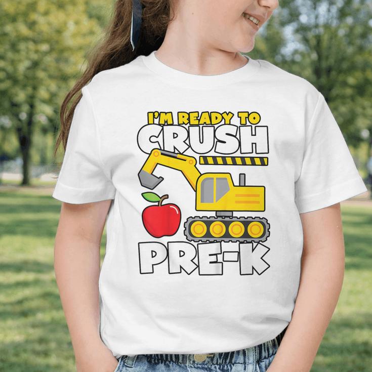 I'm Ready To Crush Pre-K Excavator Back To School Boys Graphic Toddler T-Shirt