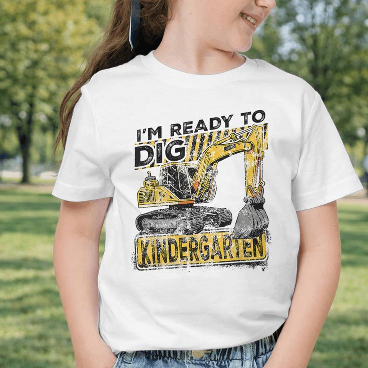 I'm Ready To Dig Kindergarten Back To School Excavator Graphic Toddler T-Shirt I'm Ready To Dig Kindergarten Back To School Excavator Graphic Toddler T-Shirt