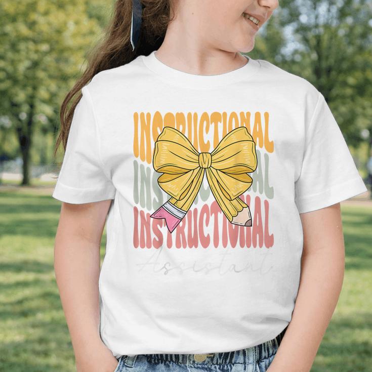 Instructional Assistant Groovy Coquette Bow Back To School Graphic Toddler T-Shirt