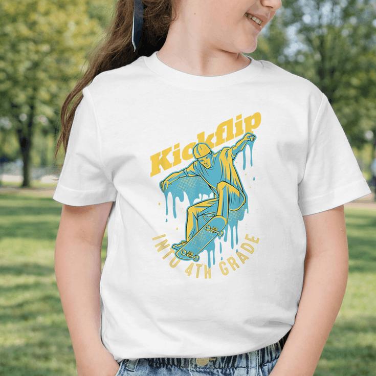 Kickflip Into 4th Grade Skateboard Lover Back To School Graphic Toddler T-Shirt