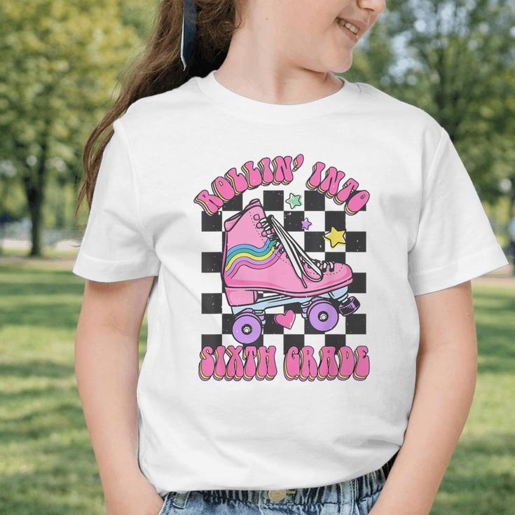 Kids Back To School Skating Rollin Into Sixth 6th Grade Graphic Toddler T-Shirt Kids Back To School Skating Rollin Into Sixth 6th Grade Graphic Toddler T-Shirt
