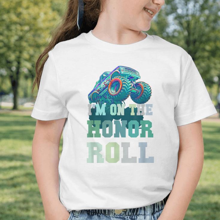 Kids I'M ON HONOR ROLL Monster Trucks Back To School Bruh Graphic Toddler T-Shirt Kids I'M ON HONOR ROLL Monster Trucks Back To School Bruh Graphic Toddler T-Shirt