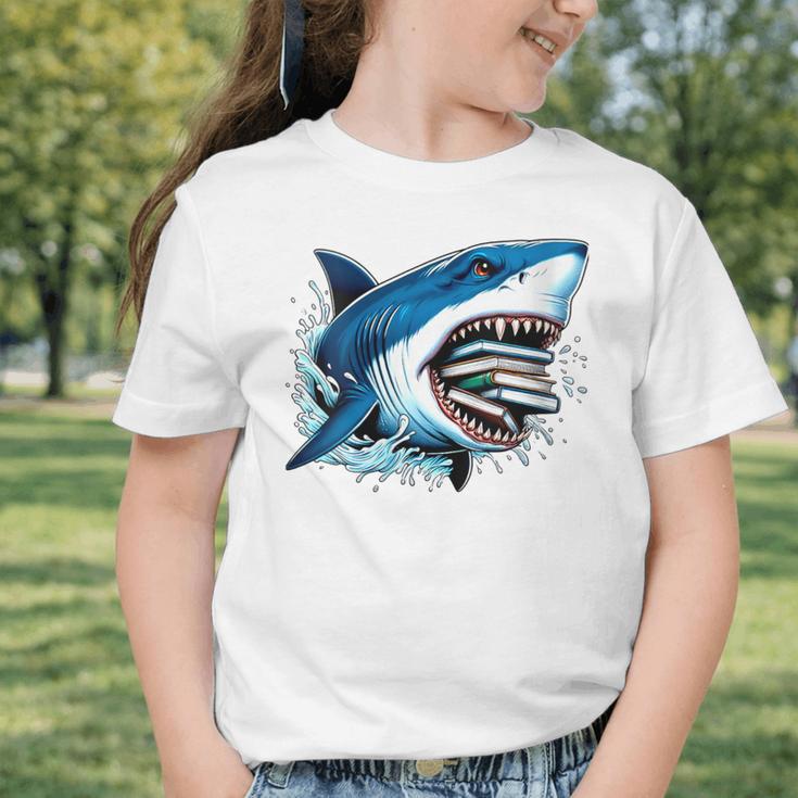 Kids Shark With School Books Back To School Shark Lovers Graphic Toddler T-Shirt Kids Shark With School Books Back To School Shark Lovers Graphic Toddler T-Shirt