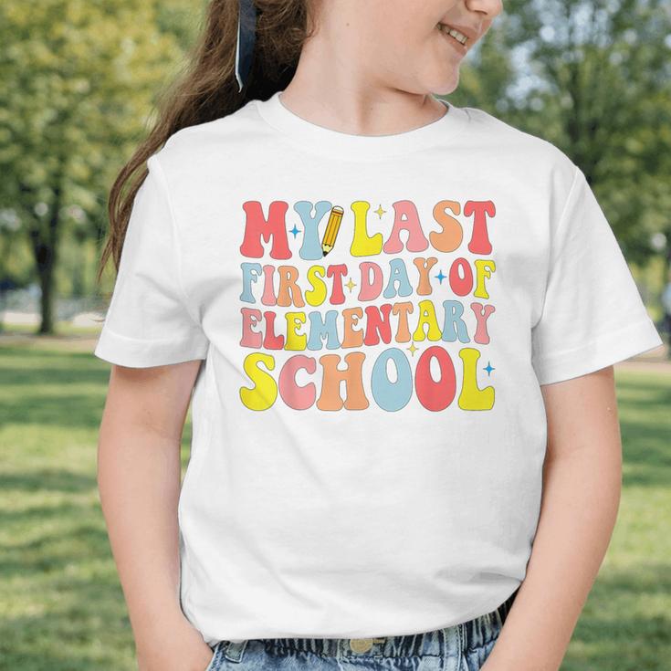 My Last First Day Of Elementary School Groovy Back To School Graphic Toddler T-Shirt