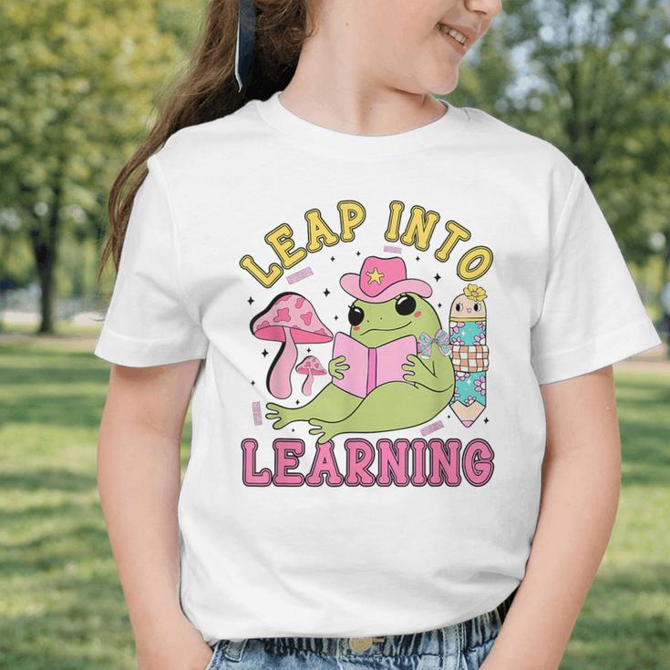 Leap Into Learning Cute Frog Kawaii Back To School Kids Graphic Toddler T-Shirt Leap Into Learning Cute Frog Kawaii Back To School Kids Graphic Toddler T-Shirt