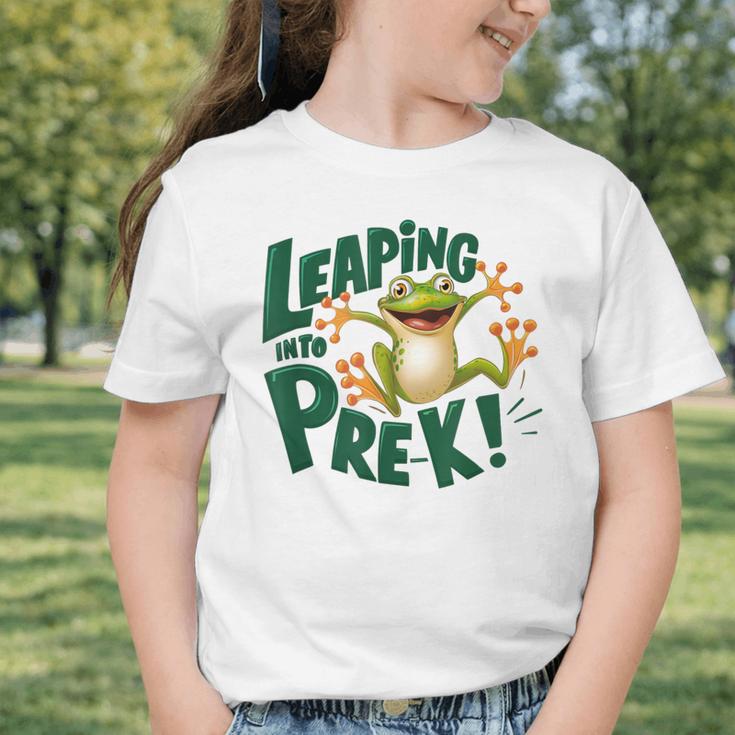 Leaping Into Pre-K Jumping Tree Frog Back To School Fun Graphic Toddler T-Shirt Leaping Into Pre-K Jumping Tree Frog Back To School Fun Graphic Toddler T-Shirt