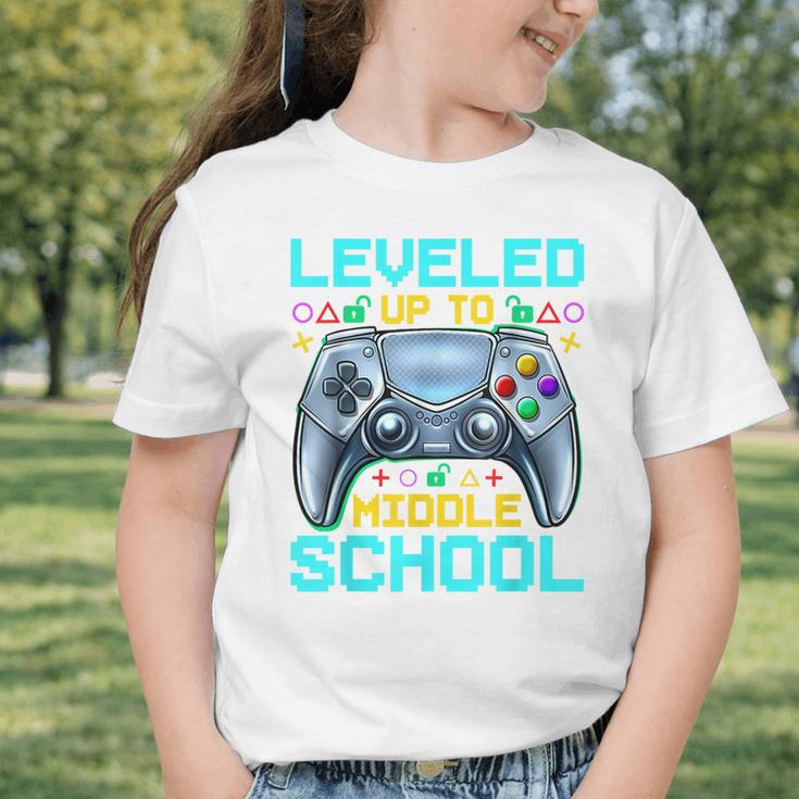 Leveled Up To Middle School Video Gamer Back To School Boys Graphic Toddler T-Shirt