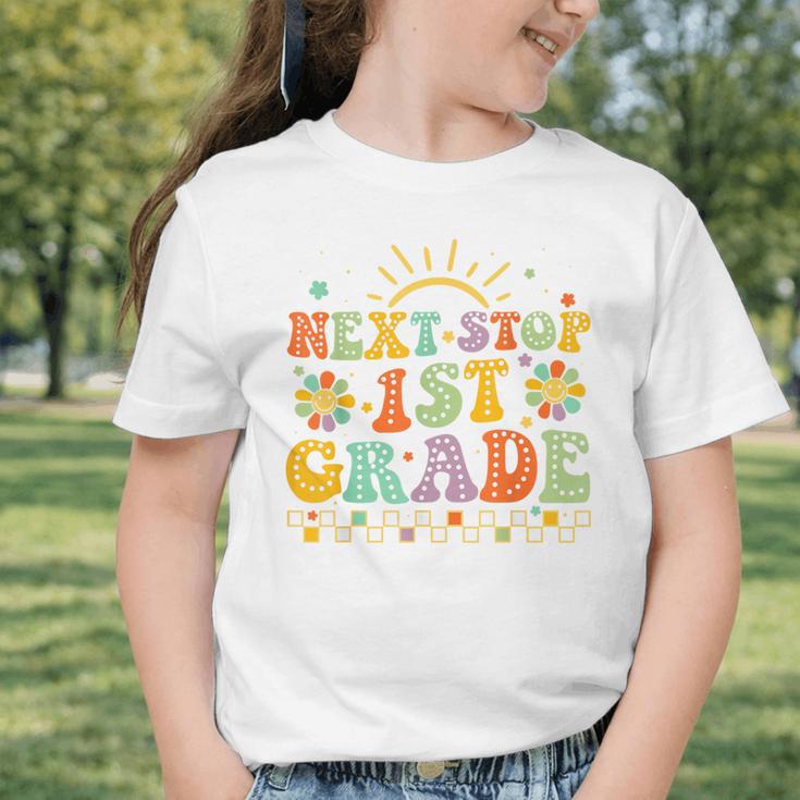Next Stop 1st Grade Groovy Retro First Grade Back To School Graphic Toddler T-Shirt Next Stop 1st Grade Groovy Retro First Grade Back To School Graphic Toddler T-Shirt