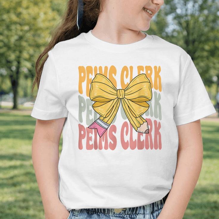 Peims Clerk Groovy Coquette Bow Cute Back To School Graphic Toddler T-Shirt Peims Clerk Groovy Coquette Bow Cute Back To School Graphic Toddler T-Shirt