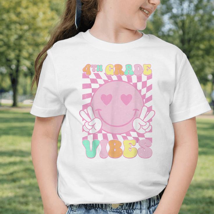 Pink 4th Grade Vibes Smile Face Back To School Fourth Grade Graphic Toddler T-Shirt Pink 4th Grade Vibes Smile Face Back To School Fourth Grade Graphic Toddler T-Shirt