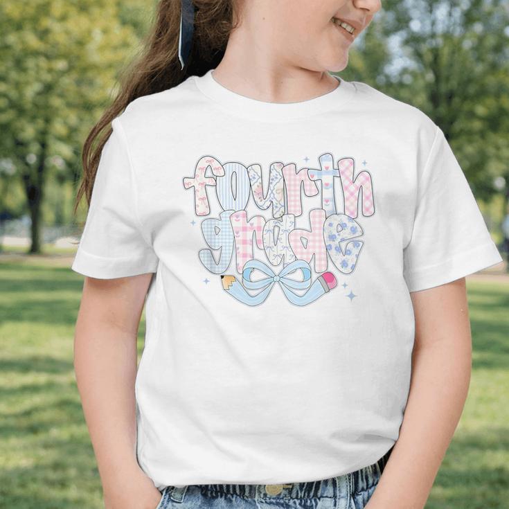 Preppy Fourth Grade Back To School Coquette 4th Grade Graphic Toddler T-Shirt Preppy Fourth Grade Back To School Coquette 4th Grade Graphic Toddler T-Shirt