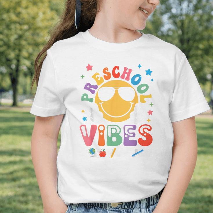 Preschool Vibes Groovy Back To School Girls Kids Graphic Toddler T-Shirt