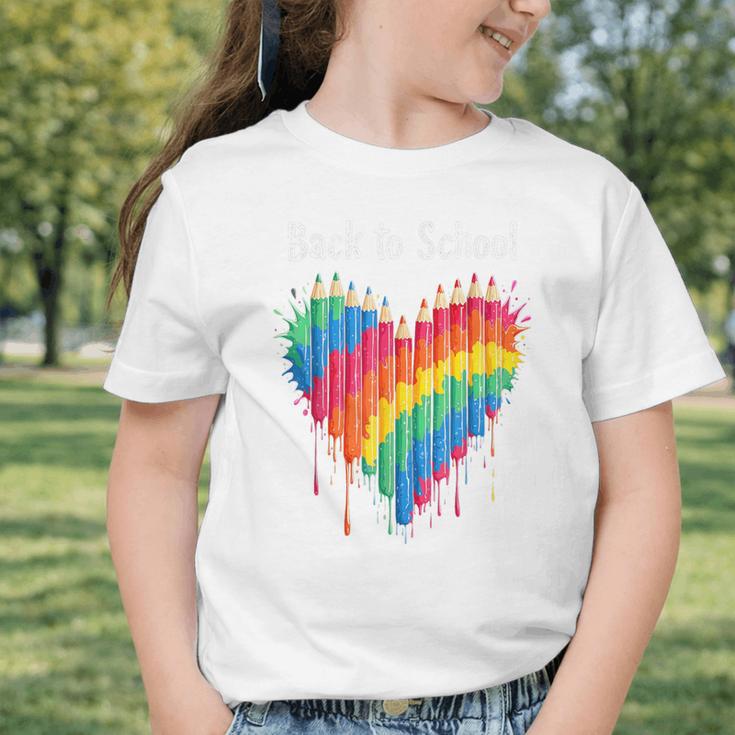 Rainbow Pencil Heart Back To School Creative Graphic Toddler T-Shirt