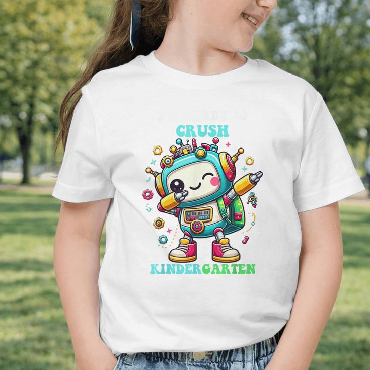 Ready To Crush Kindergarten Cute Robot Back To School Graphic Toddler T-Shirt Ready To Crush Kindergarten Cute Robot Back To School Graphic Toddler T-Shirt
