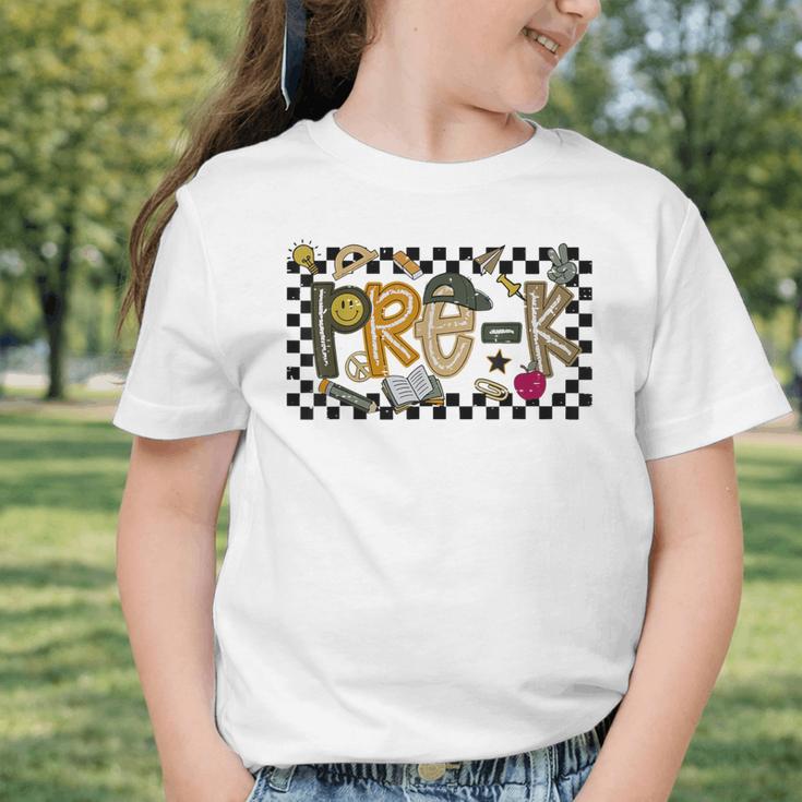 Retro Checkered Back To School Pre K Dude Cute Kid Preschool Graphic Toddler T-Shirt