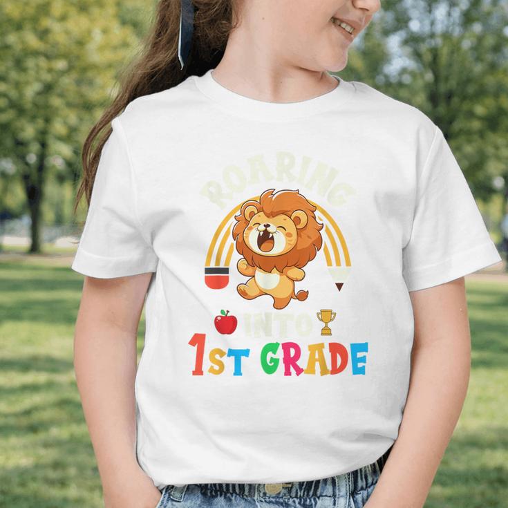 Roaring Into First Grade Lion 1st Grade Back To School Graphic Toddler T-Shirt Roaring Into First Grade Lion 1st Grade Back To School Graphic Toddler T-Shirt