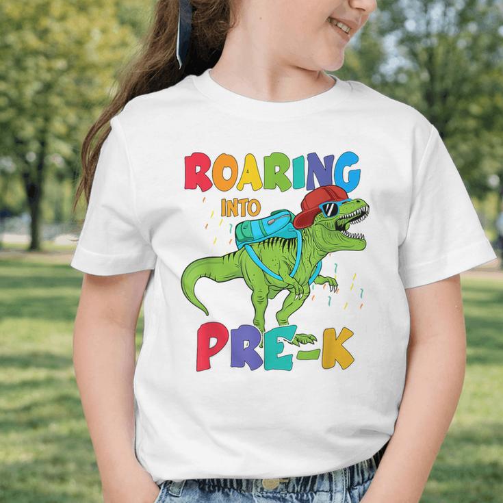 Roaring Into Pre-K Preschool Dinosaur Back To School Graphic Toddler T-Shirt