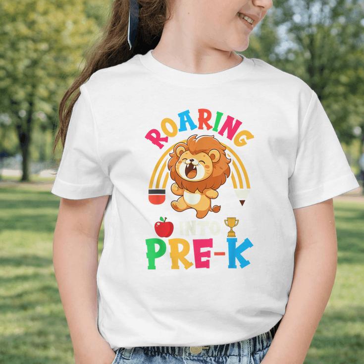 Roaring Into Pre-Kindergarten Lion Pre K Back To School Graphic Toddler T-Shirt