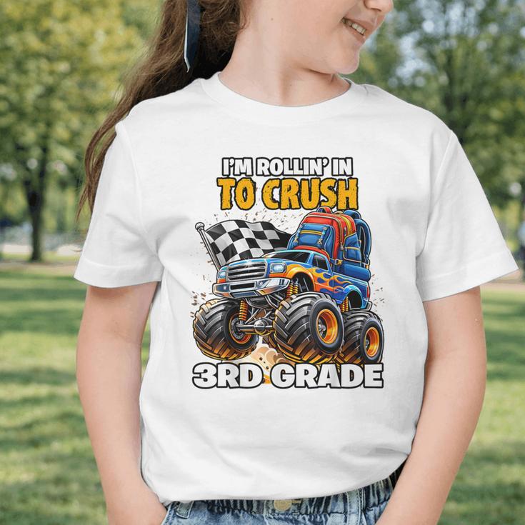 Rollin Crush Monster Truck Back To School 3rd Grade Boys Graphic Toddler T-Shirt