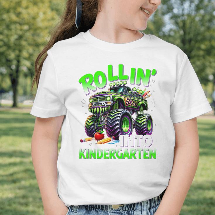Rollin' Into Kindergarten Monster Truck Back To School Boys Graphic Toddler T-Shirt