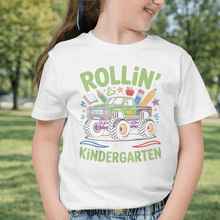 Rollin Into Kindergarten Monster Truck Back To School Graphic Toddler T-Shirt Rollin Into Kindergarten Monster Truck Back To School Graphic Toddler T-Shirt