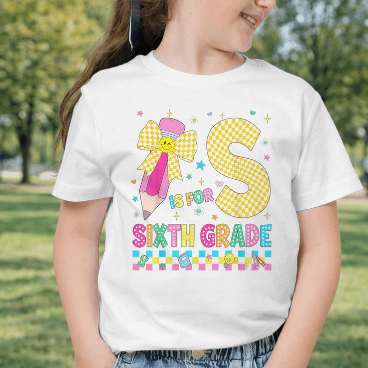 S Is For Sixth Grade Back To School Pencil Bow 6th Grade Kid Graphic Toddler T-Shirt S Is For Sixth Grade Back To School Pencil Bow 6th Grade Kid Graphic Toddler T-Shirt