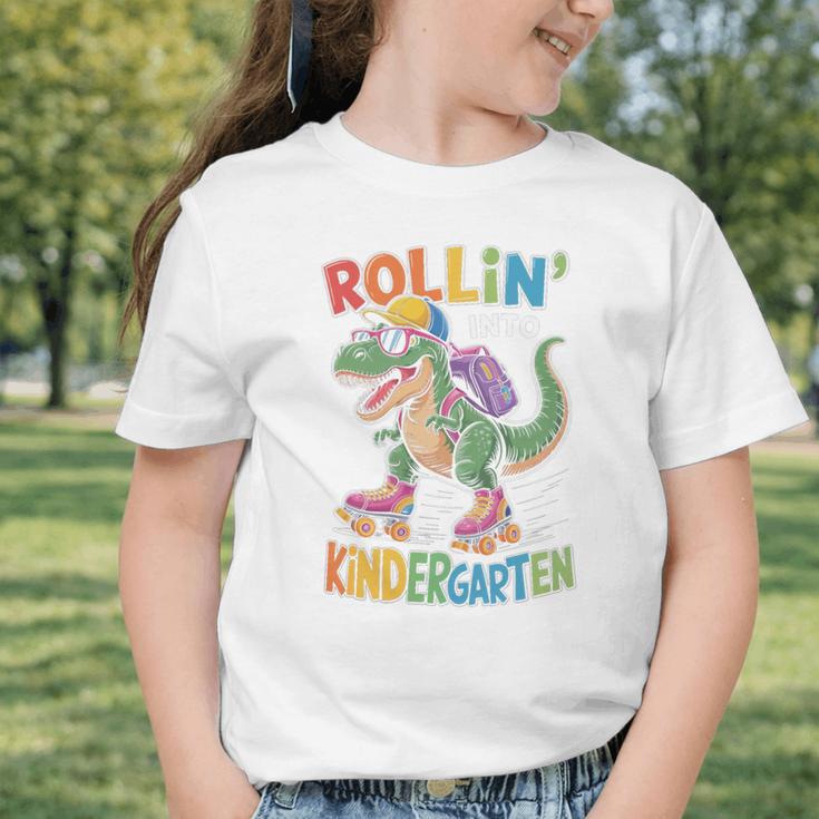 T Rex Rollin Into Kindergarten Back To School First Day Boys Graphic Toddler T-Shirt T Rex Rollin Into Kindergarten Back To School First Day Boys Graphic Toddler T-Shirt