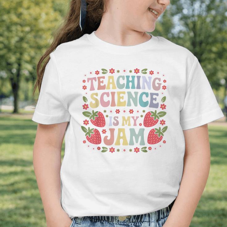 Teaching Science Is My Jam Retro Back To School Strawberry Graphic Toddler T-Shirt Teaching Science Is My Jam Retro Back To School Strawberry Graphic Toddler T-Shirt