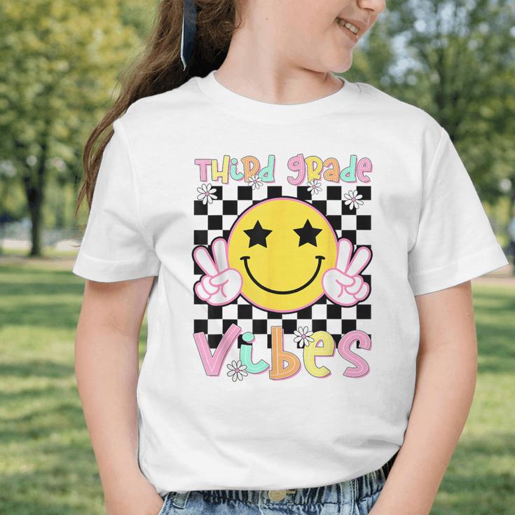 Third Grade Vibes Groovy Smile Face Back To School Girl Kid Graphic Toddler T-Shirt Third Grade Vibes Groovy Smile Face Back To School Girl Kid Graphic Toddler T-Shirt